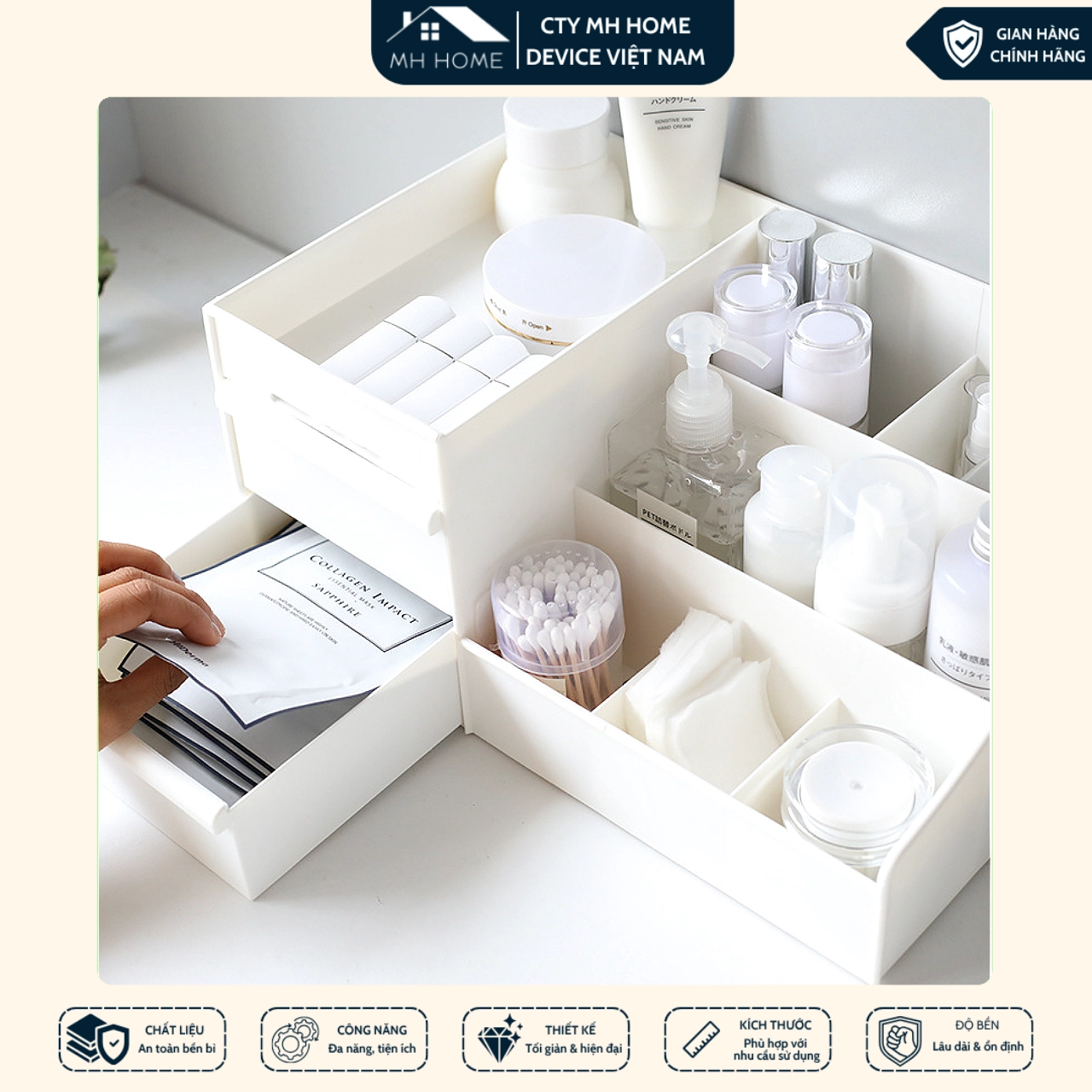 Kệ đựng mỹ phẩm đa năng 2 tầng nhiều ngăn tiết kiệm không gian trang trí đồ đạc